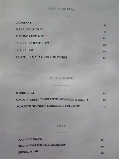 Dior cafe miami menu prices